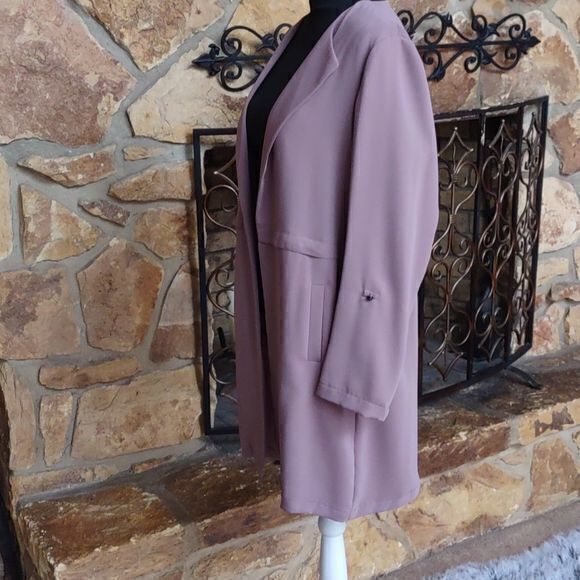Bar III Mauve Open Front Lightweight Duster Jacket Sz L - Picture 4 of 14